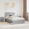 vidaXL Bed Frame Grey Sonoma 120 x 200 cm Solid Pine Wood