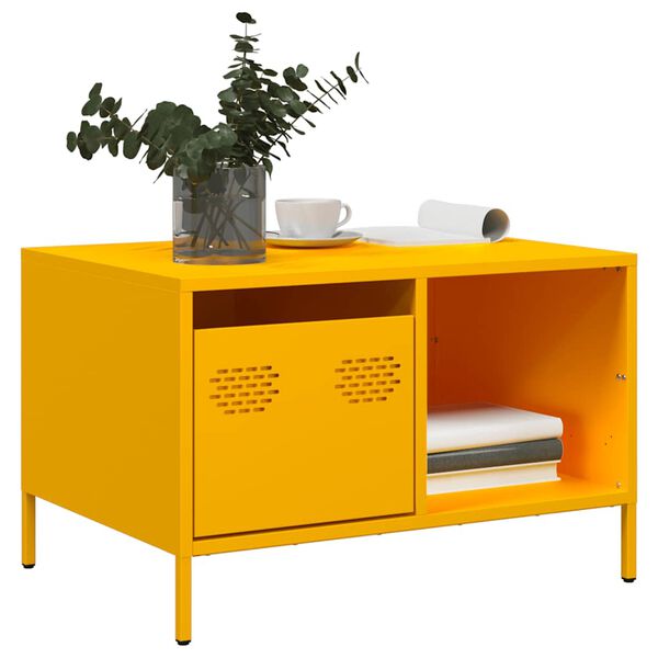 vidaXL Coffee Table Mustard Yellow 68.5x50x43.5 cm Cold-rolled Steel