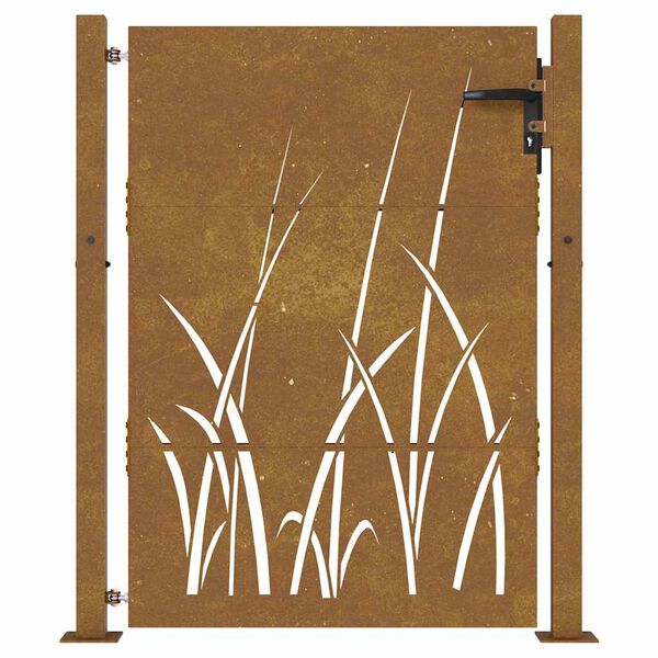 vidaXL Garden Gate 100x150 cm Corten Steel Grass Design