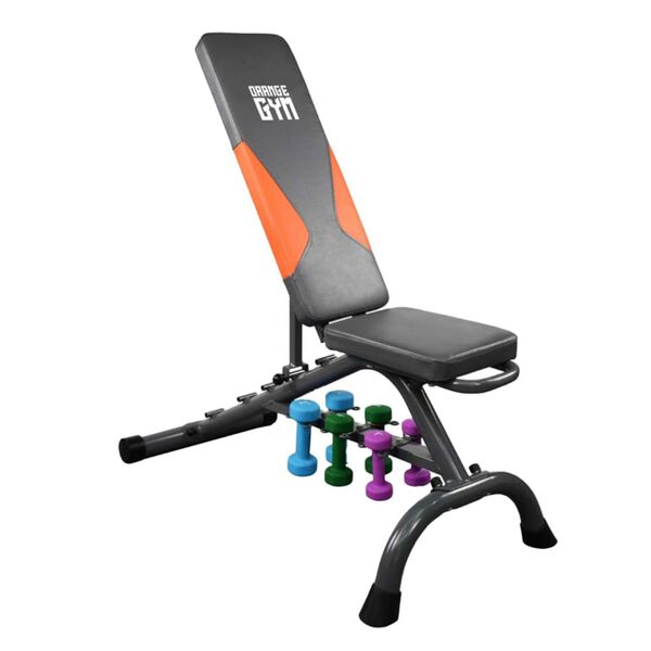 Orange Gym Dumbbell Fitness Bench Aluminium Grey and Orange