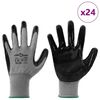 vidaXL Work Gloves 24 pcs Grey and Black 11 / XXL Polyester