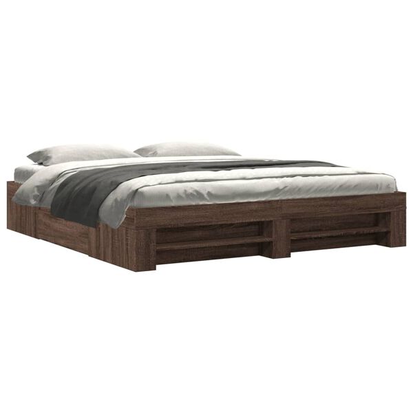 vidaXL Bed Frame without Mattress Brown Oak 200x200 cm Engineered Wood