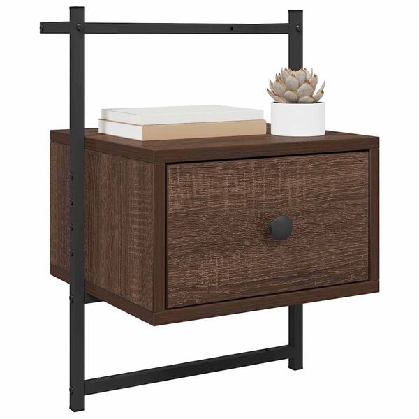 vidaXL Bedside Cabinet Wall-mounted Brown Oak 35x30x51 cm Engineered Wood