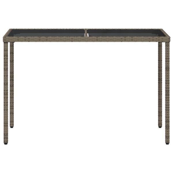 vidaXL Garden Table with Glass Top Grey 115x54x74 cm Poly Rattan