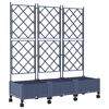 vidaXL Garden Planter with Trellis&Wheels 3 pcs Grey PP