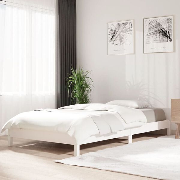 vidaXL Stack Bed without Mattress White 90x200 cm Solid Wood Pine