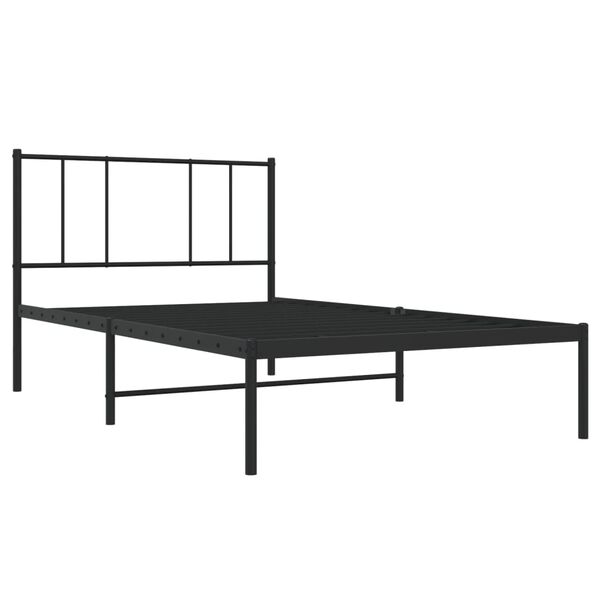 vidaXL Metal Bed Frame without Mattress with Headboard Black 80x200cm