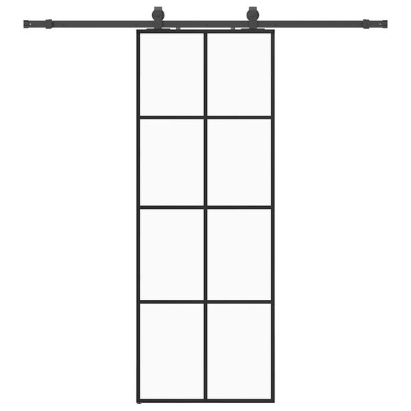 vidaXL Sliding Door with Hardware Set Black 76x205 cm ESG Glass