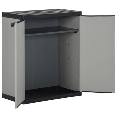 vidaXL Garden Waste Cabinet Grey and Black 68x40x85 cm PP
