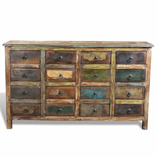 vidaXL Reclaimed Cabinet Solid Wood Antique-style with 16 Drawers