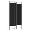 vidaXL 3-Panel Room Divider Black 120x200 cm Fabric