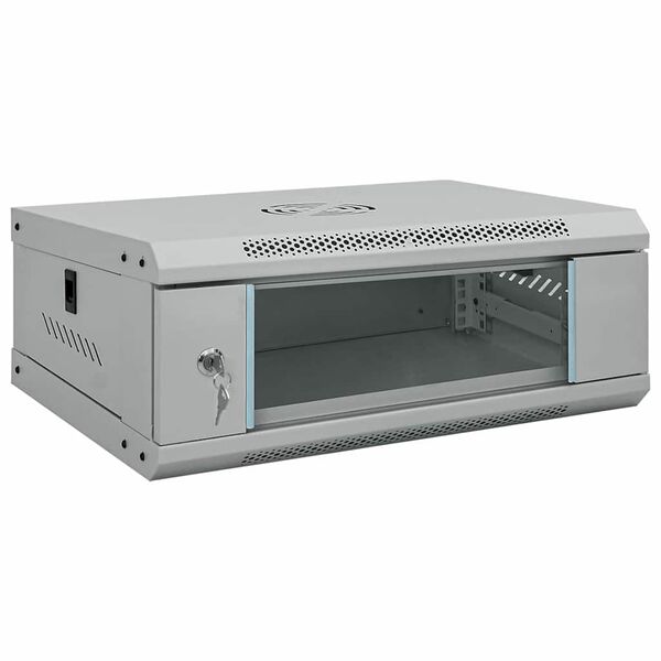 vidaXL Network Cabinet with Storage Grey 53 x 35 x 21 cm Steel