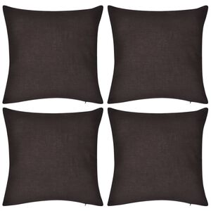 4 Brown Cushion Covers Cotton 40 x 40 cm