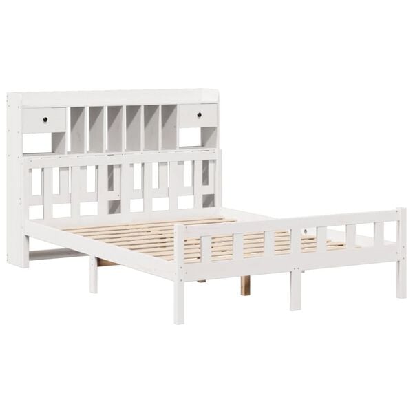 vidaXL Bookcase Bed without Mattress White 160x200 cm Solid Wood Pine