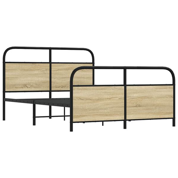 vidaXL Metal Bed Frame without Mattress Sonoma Oak 140x200 cm