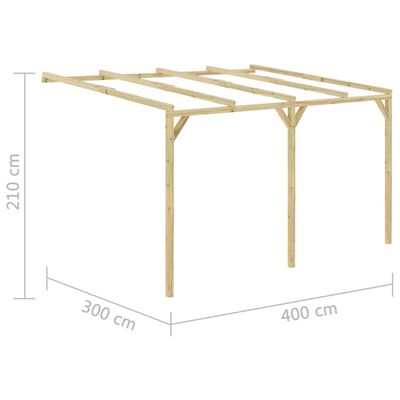 vidaXL Lean-To Pergola 4x3x2.1 m Wood