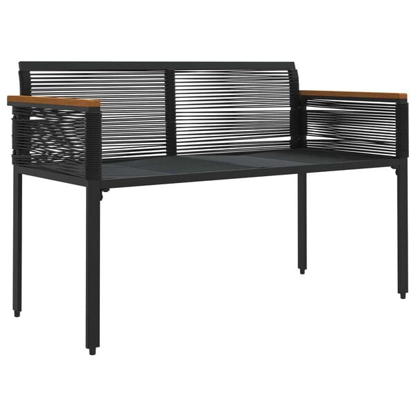 vidaXL Outdoor Bench Black and Cream White 117 x 54 x 74.5 cm