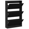 vidaXL Shoe Cabinet Black Oak 80 x 21 x 125.5 cm Engineered Wood