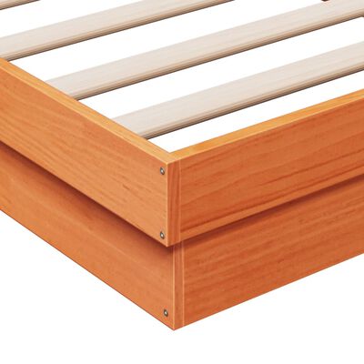 vidaXL LED Bed Frame Wax Brown 90x200 cm Solid Wood Pine