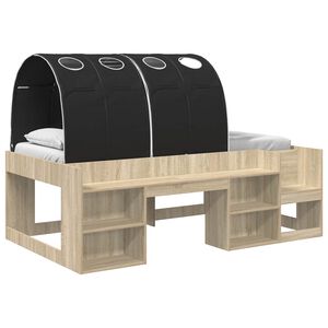 vidaXL Bed with Tunnel 3 pcs Sonoma Oak and Black Engineered Wood