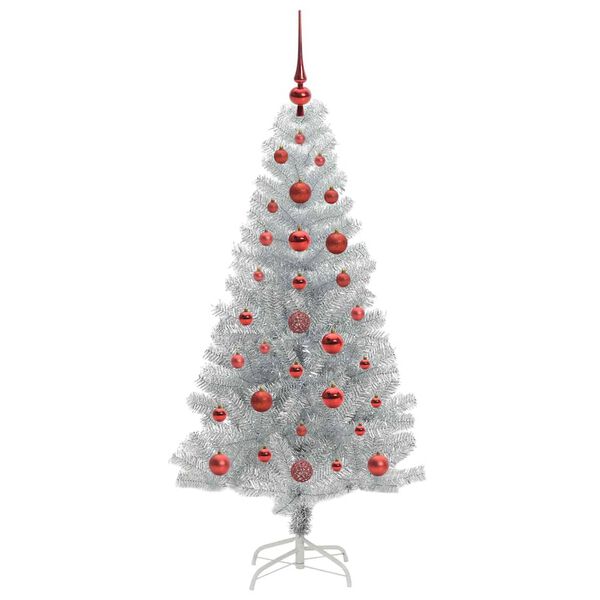 vidaXL Christmas Tree with 150 LEDs with Stand Silver 120 cm PET