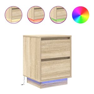 vidaXL Bedside Cabinet with LED Lights&nbsp;Sonoma Oak 38x34x50 cm