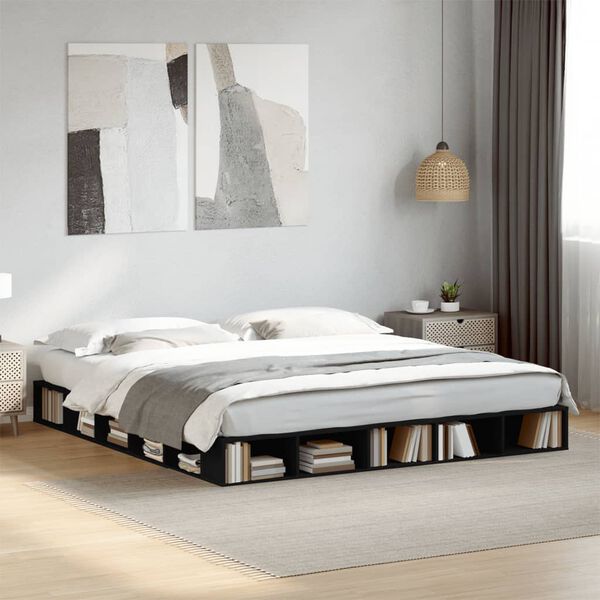 vidaXL Bed Frame without Mattress Black 180x200 cm Super King