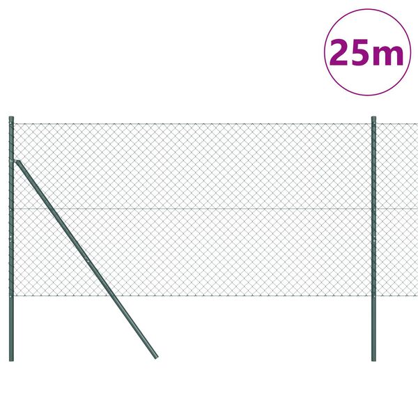 vidaXL Fence Post Green 25 x 1 m (40 x 40 mm mesh) Steel and PVC