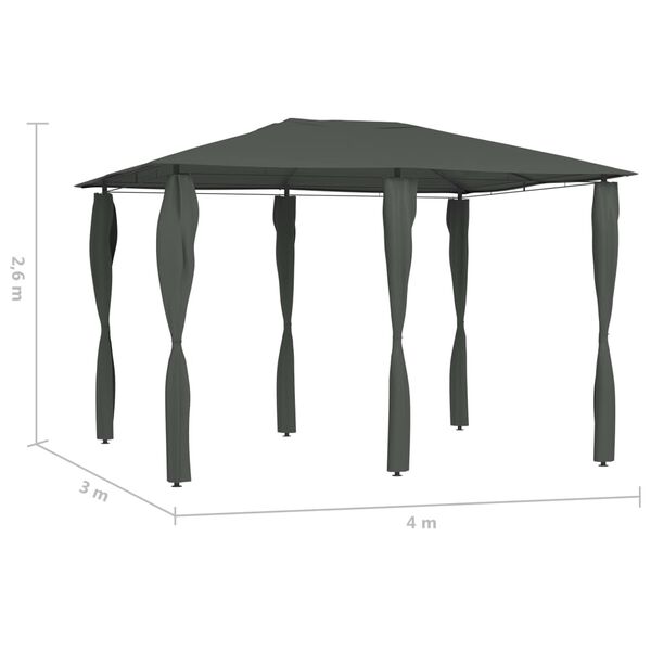 vidaXL Gazebo with Post Covers 3x4x2.6 m Anthracite 160 g/m²