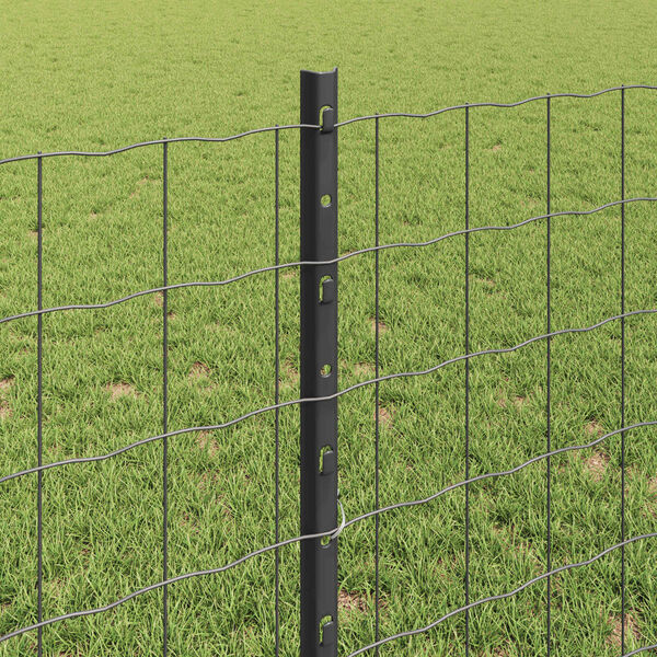 vidaXL Fence with Post Grey 0.8 x 25 m Steel