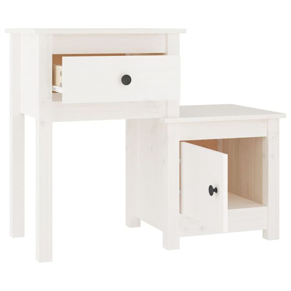 vidaXL Bedside Cabinet 2 pcs White 79.5x38x65.5 cm Solid Wood Pine