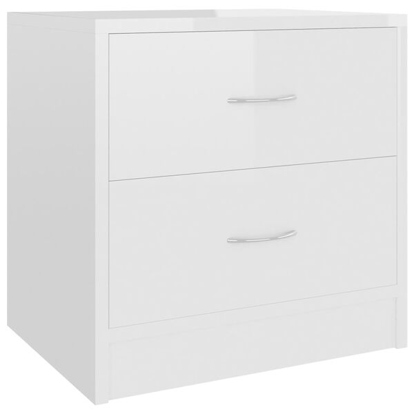 vidaXL Bedside Cabinets 2 pcs High Gloss White 40x30x40 cm Engineered Wood