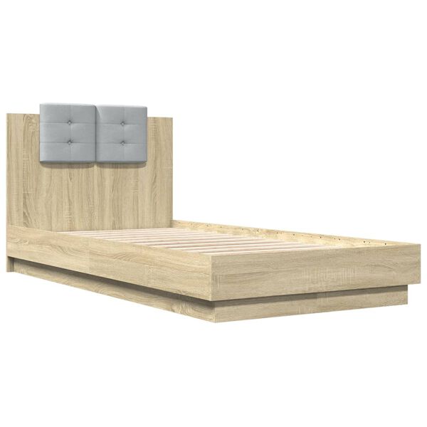vidaXL Bed Frame with LED without Mattress Sonoma Oak 75x190 cm Small Single