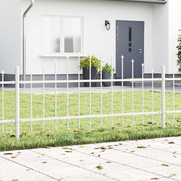 vidaXL Garden Fence 5 pcs White 170 x 115 cm Powder-Coated Steel