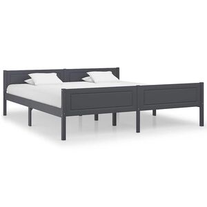 vidaXL Bed Frame without Mattress Solid Pinewood Grey 180x200 cm Super King