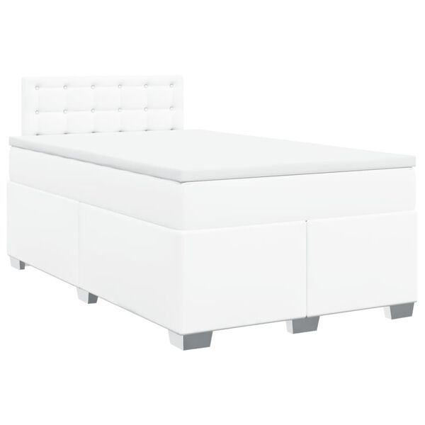 vidaXL Box Spring Bed with Mattress White 120x200 cm Faux Leather