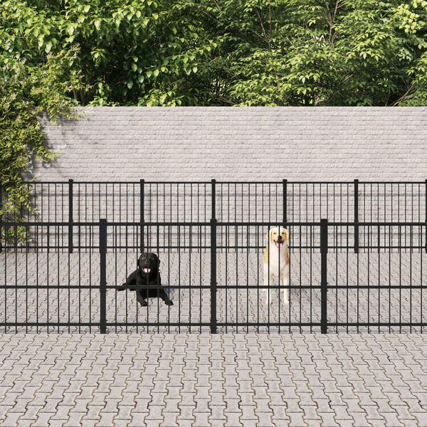 vidaXL Outdoor Dog Kennel Steel 28.23 m&sup2;
