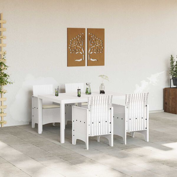 vidaXL Garden Dining Set 5 pcs White Polt rattan