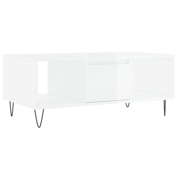 vidaXL Coffee Table High Gloss White 90x50x36.5 cm Engineered Wood