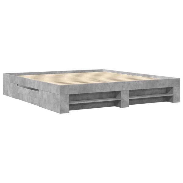 vidaXL Bed Frame without Mattress Concrete Grey 180x200cm Engineered Wood