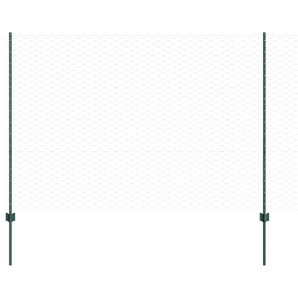 vidaXL Fence with Post Green 1.5 x 10 m Steel and PVC