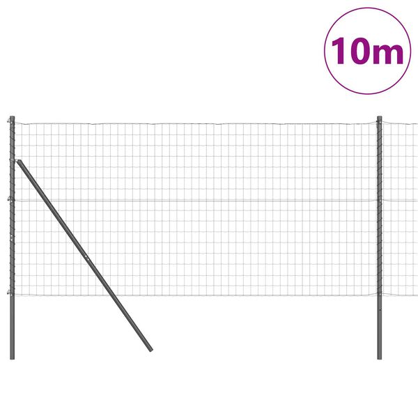 vidaXL Fence with Post Grey 1 x 10 m Steel and PVC