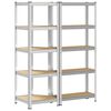 vidaXL 2 Piece 5-Layer Shelves Set Silver Steel&Engineered Wood