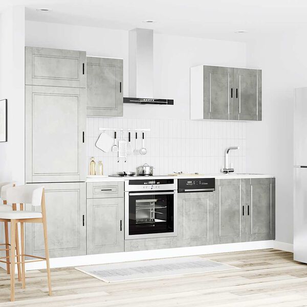 vidaXL 7 Piece Kitchen Cabinet Set Porto Concrete Grey Engineered Wood