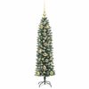 vidaXL Artificial Slim Christmas Tree Green and white 150 cm