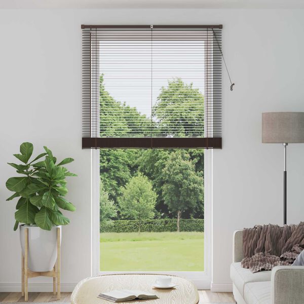 vidaXL Venetian Blind Manual Dark Brown with Pattern 213 x 120 cm PVC