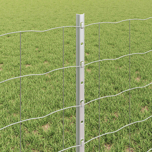 vidaXL Fence with Post Silver 0.6 x 10 m Steel