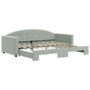 vidaXL Daybed with Trundle without Mattress Light Grey 90x190 cm Single