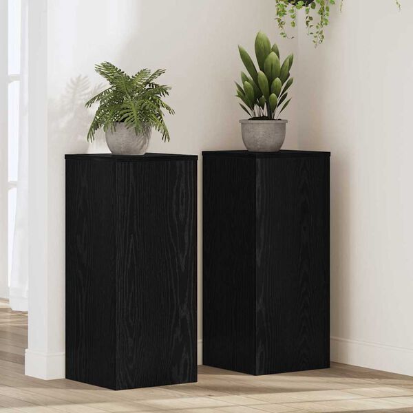 vidaXL Plant Stand 2 pcs Black Oak 30 x 30 x 70 cm Engineered Wood