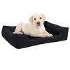 vidaXL Dog Bed Black 65x50x20 cm Linen Look Fleece